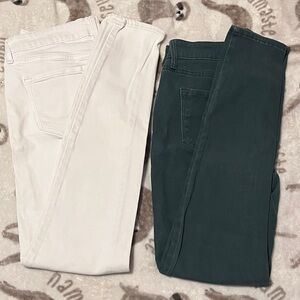 2 Old Navy Rockstar White Jeans and Dark Green Jeans